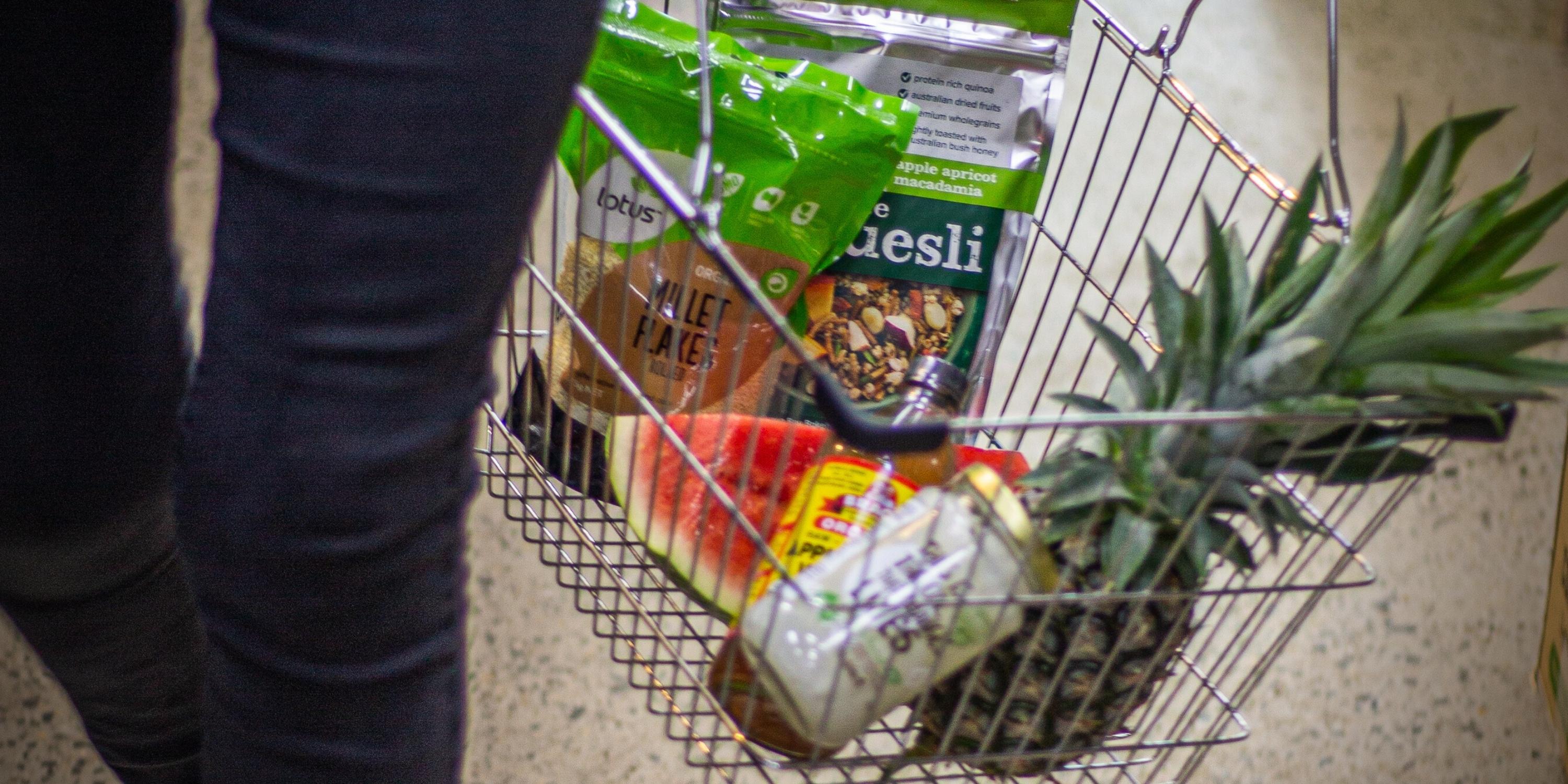 shopping basket with organic products small